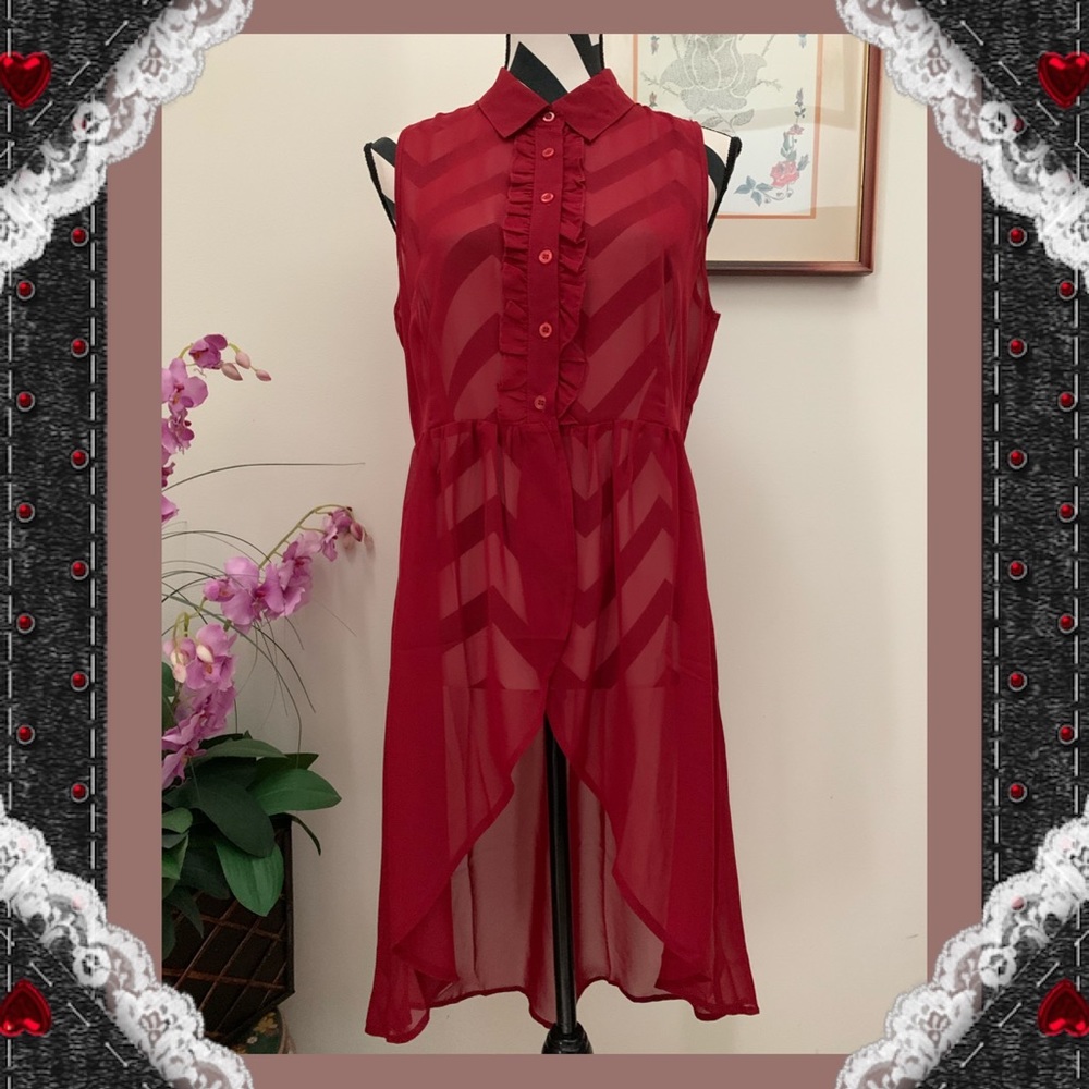 NewYork&Company Ruffle Hi-Low Red Tunic/Dress